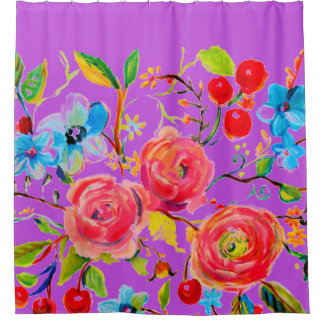 Rideaux De Douche Rose et cerise pourpre 2.0