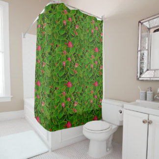 Rideaux De Douche Rose et vert floral