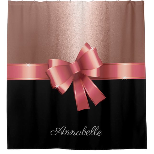 Rideaux De Douche Rose Foil et Bow (Devant)