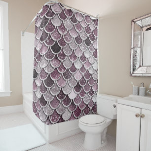 Rideaux De Douche Rose Gold Blush Ombre Parties scintillant Mermaid 