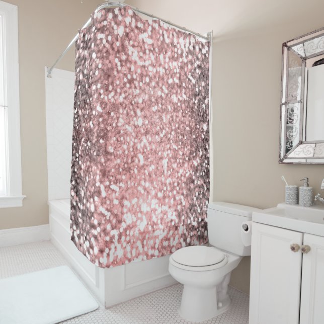 Rideaux De Douche Rose Gold Éclairage Filles Glittery Sparkly (En situation)