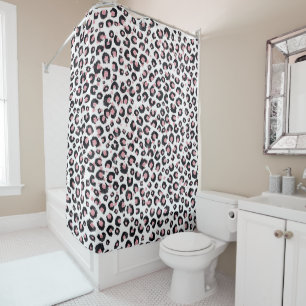 Rideaux De Douche Rose Gold Élégant Motif Léopard Noir