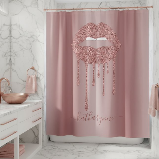 Rideaux De Douche Rose Gold Luxury Parties scintillant Lèvres à gout (Créateur téléchargé)