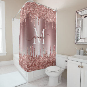 Rideaux De Douche Rose Gold Parties scintillant Drives Sparkle Monog