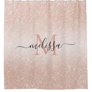 Rideaux De Douche Rose Gold Parties scintillant Nom du script Monogr