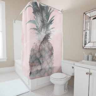 Rideaux De Douche Rose Gold Rose Tropical Été Ananas Glamour