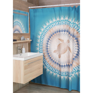Rideaux De Douche Rose Gold Turquoise Turtle Mandala