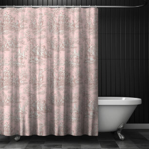 Rideaux De Douche Rose Gold Vintage Élégant Toile de Jouy