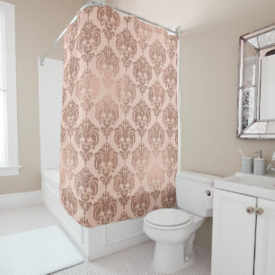 Rideaux De Douche Rose Or Blush rose moderne Glam Damask