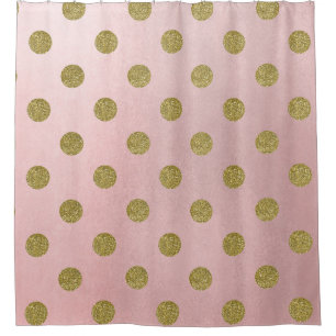 Rideaux De Douche Rose Pâle Doré Pailleté Glamour Points Cute