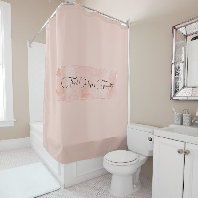 Rideaux De Douche Rose Pâle Pensez à des Pensées Heureuses (En situation)