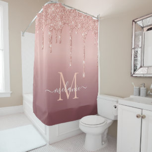 Rideaux De Douche Rose Parties scintillant Or Éclatez votre texte Do