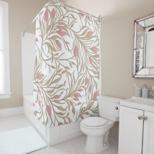 Rideaux De Douche Rose pastel et beige, bohème, tendance, chic, élég