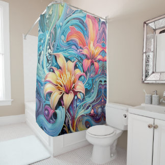 Rideaux De Douche Rose Pink Apricot Bubbly Meadows