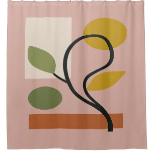 Rideaux De Douche Rose Poussiéreux Géométrique Contemporain