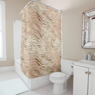 Rideaux De Douche Rose rose Blush Gold Zebra Poster de animal
