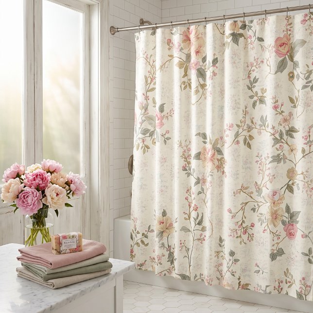 Rideaux De Douche Rose Rose Romantique (Créateur téléchargé)