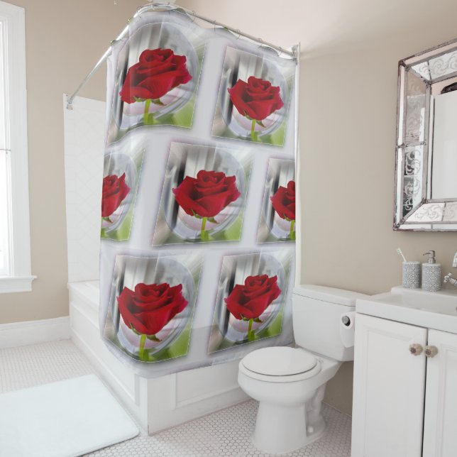 Rideaux De Douche Rose rouge 2 (En situation)