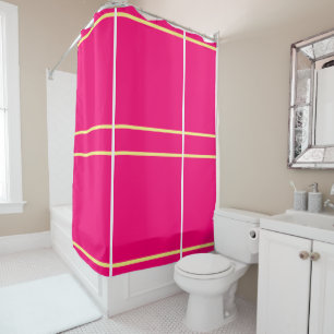 Rideaux De Douche Rose vif brillant pastel jaune géométrique 