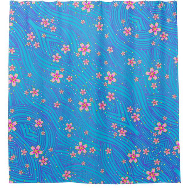 Rideaux De Douche rose violet et bleu (Devant)
