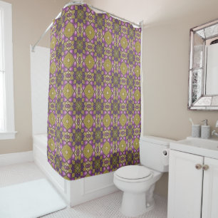 Rideaux De Douche Rose violet ocre Olive Green Tribal Art
