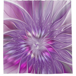 Rideaux De Douche Rose violet passion Fleur Art Abstrait Fractal