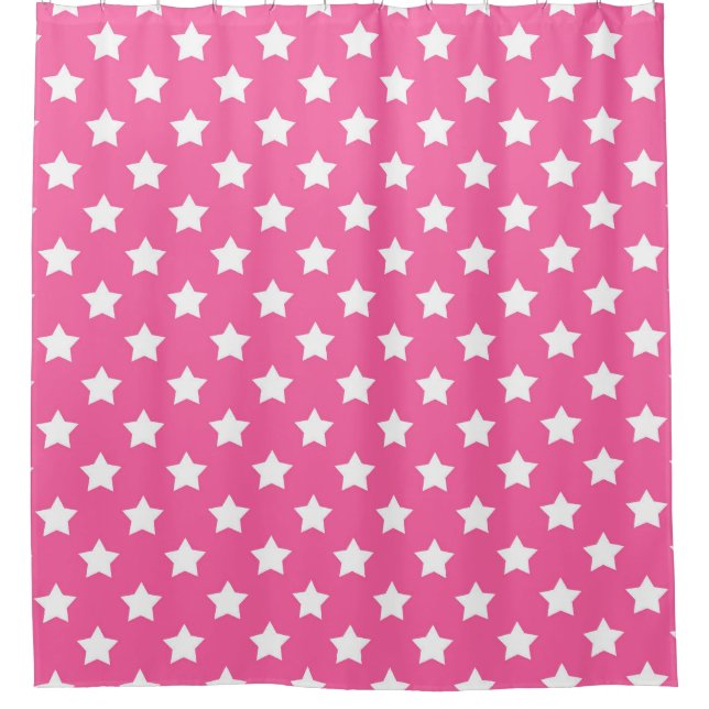 Rideaux De Douche Rose White Stars Motif Décor (Devant)
