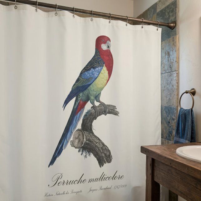 Rideaux De Douche Rosella orientale ou Perruche à tête pâle (Eastern rosella or Platycercus eximius parakeet. Shower Curtain)
