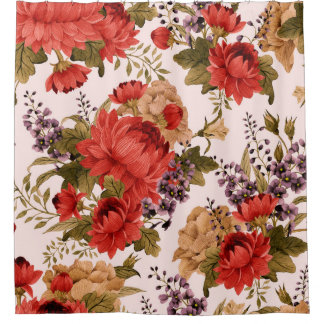 Rideaux De Douche Roses à motifs floraux sans couture avec chrysanth
