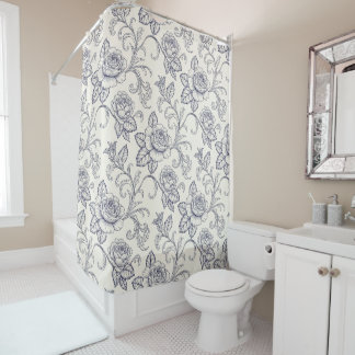 Rideaux De Douche Roses bleues et blanches fleurissent campagne