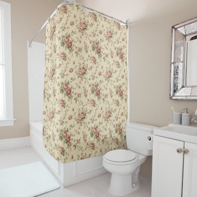 Rideaux De Douche Roses Cottagecore (En situation)