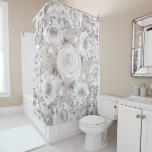 Rideaux De Douche Roses d'hiver rustiques blanches Kraft Chic démodé