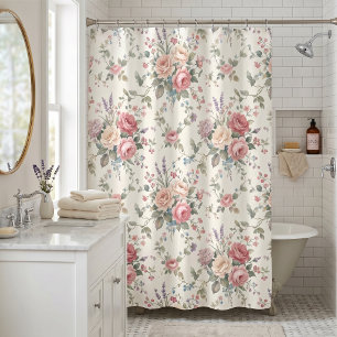 Rideaux De Douche Roses pastel élégant shabby chic
