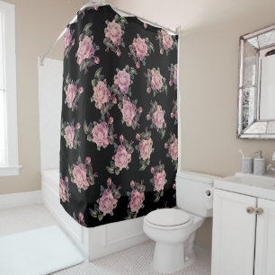 Rideaux De Douche Roses roses foncés motif floral shabby chic