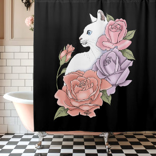 Rideaux De Douche Roses roses roses blanches Peach Lavender