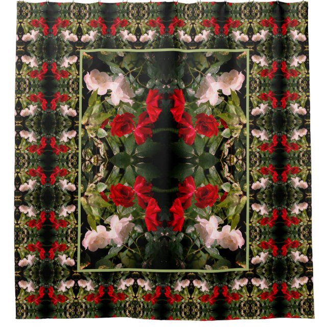 Rideaux De Douche Roses Rouge et Blanc trempés Abstraits (Devant)