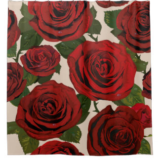 Rideaux De Douche 	Roses rouges. Arrière - plan floral sans couture.