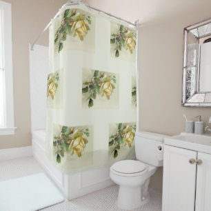 Rideaux De Douche Roses vintages jaunes romantiques