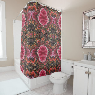 Rideaux De Douche Rosy Red Velvet Soft Floral look Fractal Abstrait