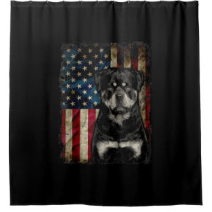 Rideaux De Douche rottweiler chien 4 juillet drapeau américain patri