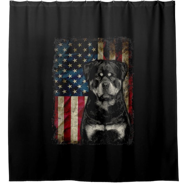 Rideaux De Douche rottweiler chien 4 juillet drapeau américain patri (Devant)