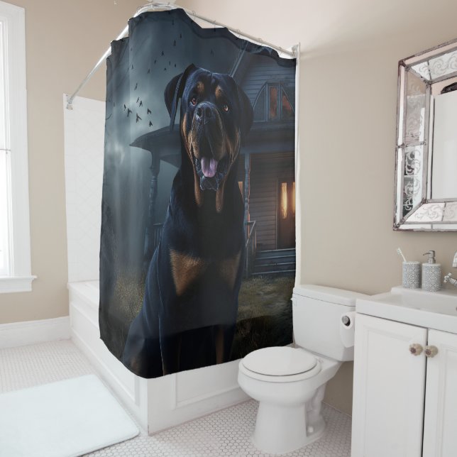Rideaux De Douche Rottweiler Halloween Épouvantable (En situation)
