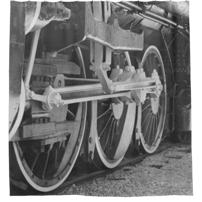 RIDEAUX DE DOUCHE ROUES D'ACIER IV (Devant)