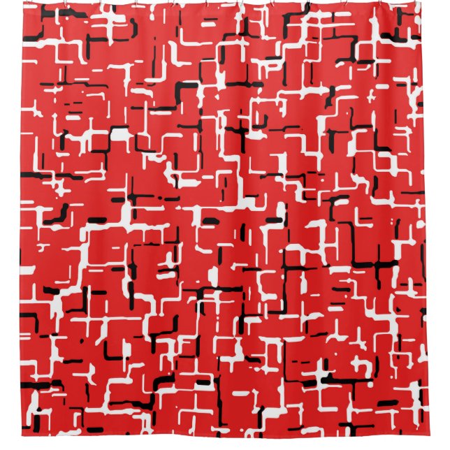 Rideaux De Douche Rouge/Blanc/Noir joyeux tendance (Devant)