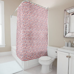 Rideaux De Douche Rouge Blanc Parties scintillant Bleu Étoiles Rayur