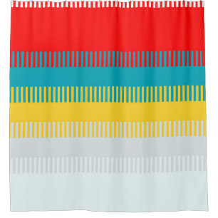 Rideaux De Douche Rouge Bleu Jaune Blanc Gris Abstrait Motif unique