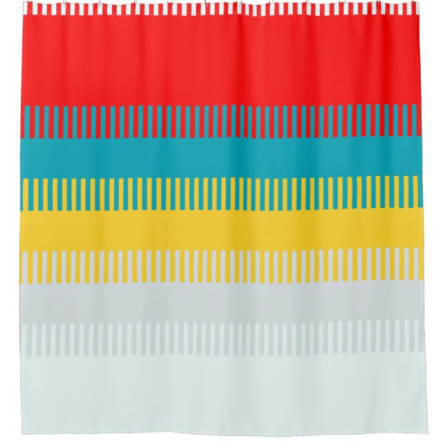 Rideaux De Douche Rouge Bleu Jaune Blanc Gris Abstrait Motif unique (Devant)