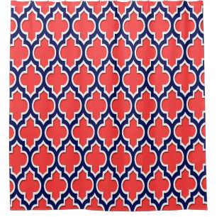 Rideaux De Douche Rouge Corail Bleu Nuit Blanc XL Marocain #4DS