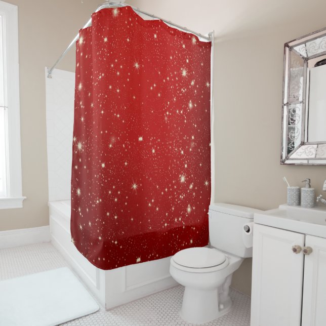 Rideaux De Douche Rouge de fête (En situation)