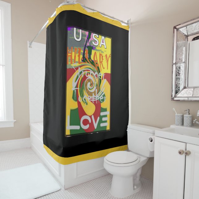 Rideaux De Douche Rouge doré vert beaux incroyables couleurs Rasta (En situation)